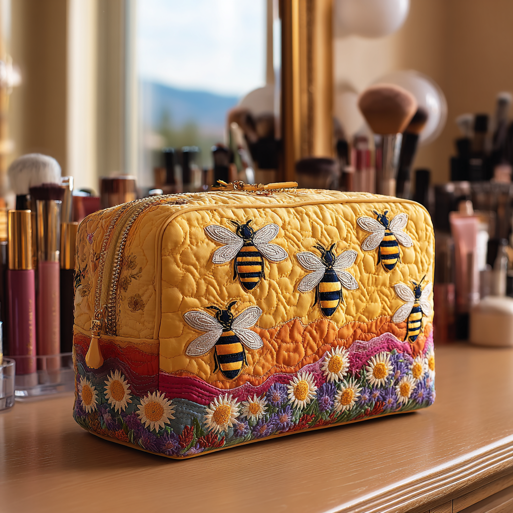 Bee Haven quilted makeup bag – Louise London