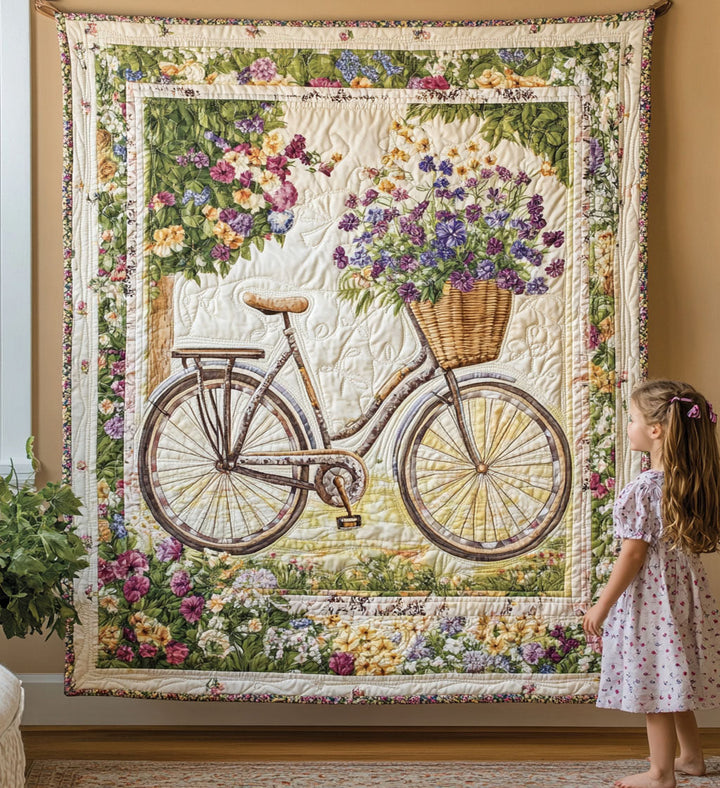 Artistic Tapestry Bicycle Flowers by Louise London