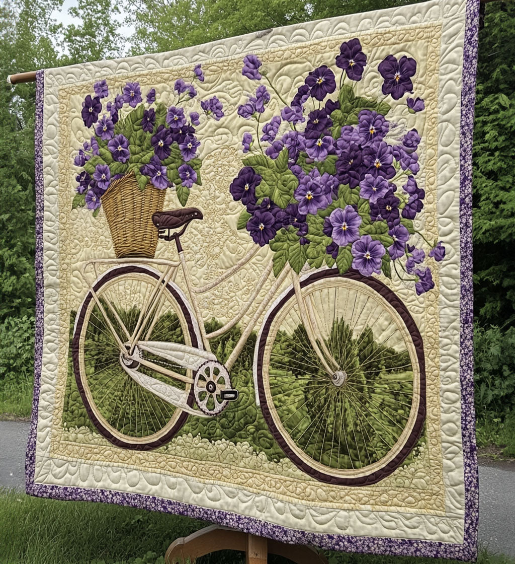 Artistic Rug in the Shape of a Bicycle Bouquet by Louise London