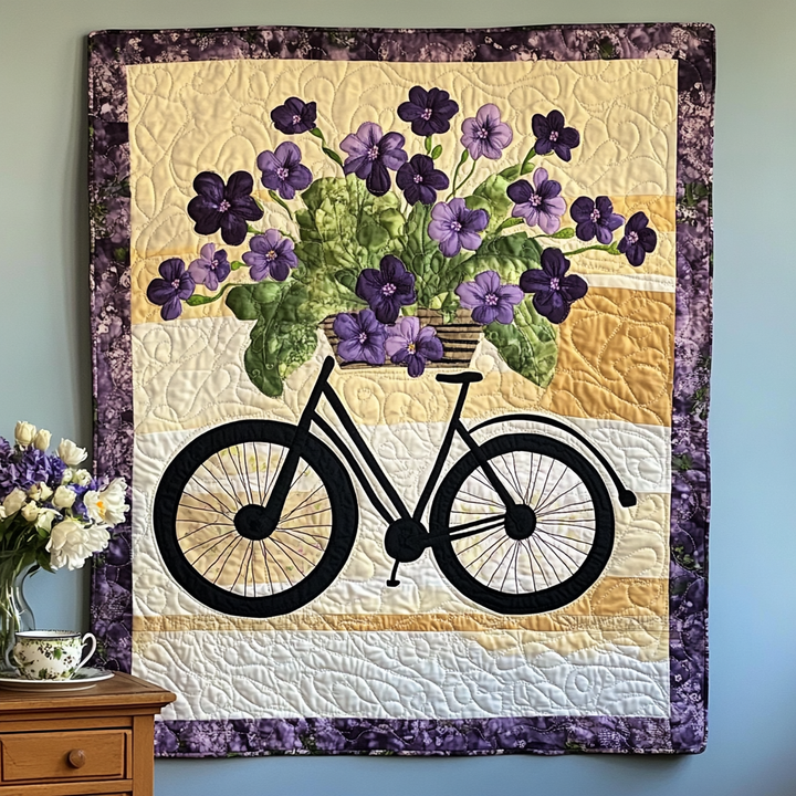 Bicycle Bouquet Art Hanging Quilt by Louise London