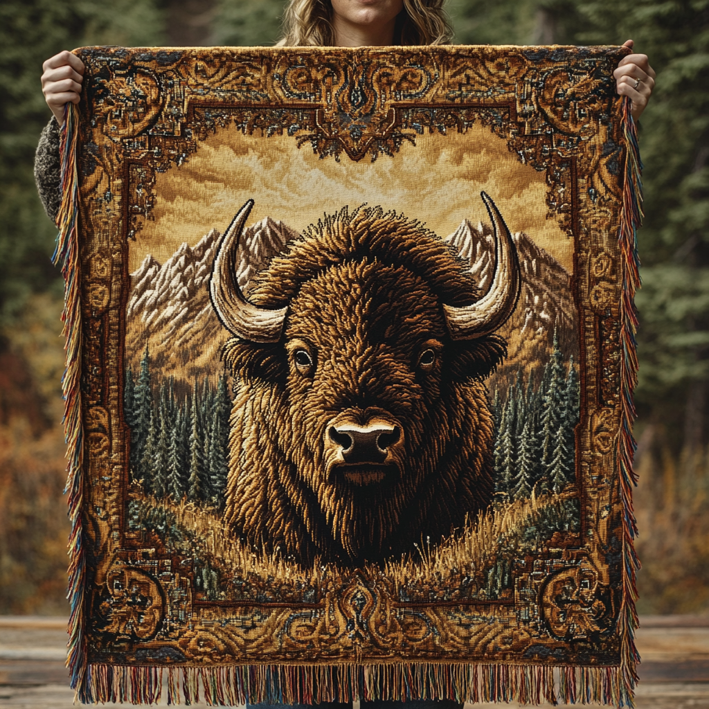 Woven Bison Charm Blanket by Louise London – product view