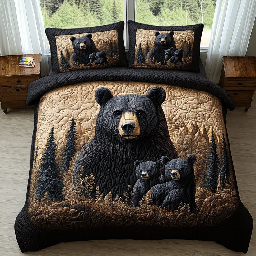 3-Piece Quilted Blanket Set - Woodland Animals