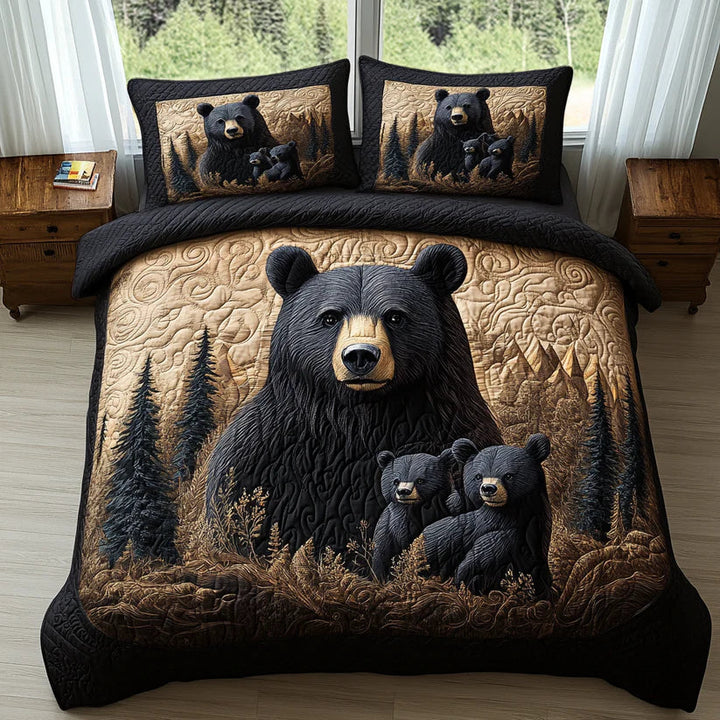 3-Piece Quilted Blanket Set - Woodland Animals