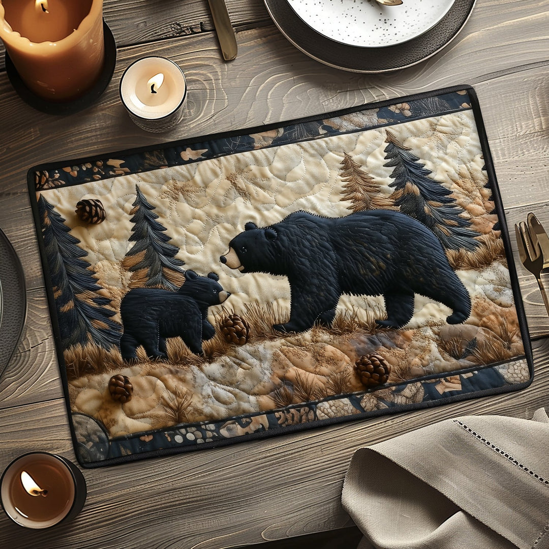Quilted Placemat by the Black Bear Family by Louise London