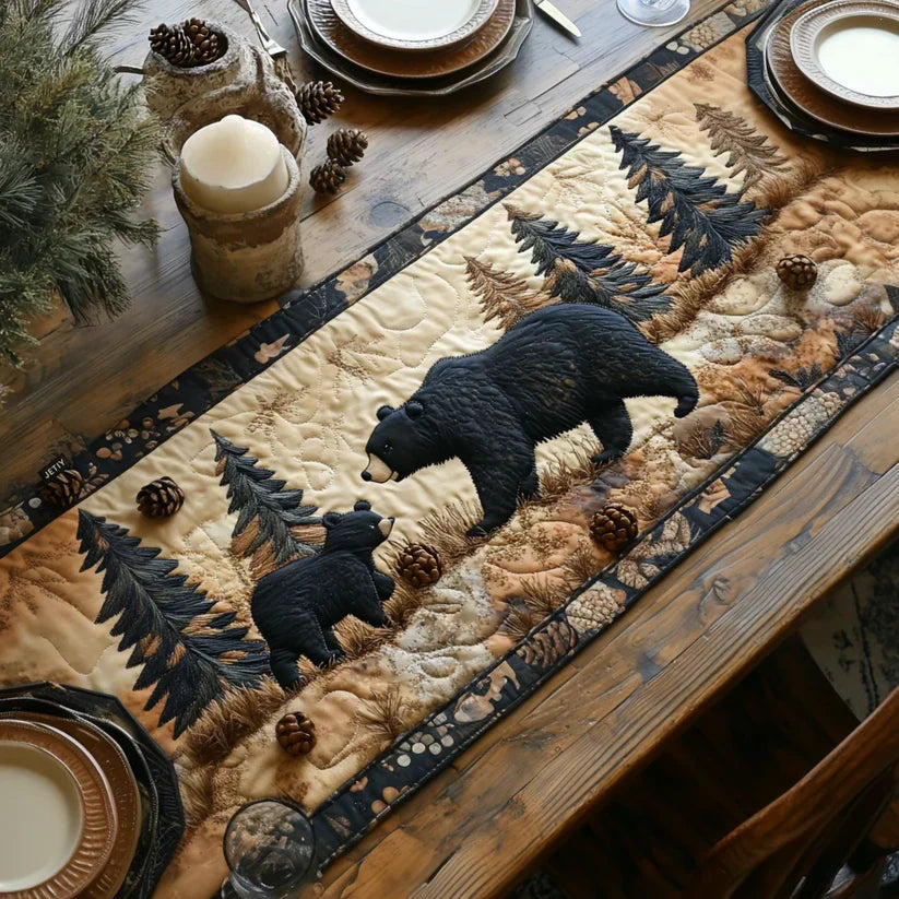 Quilted Tablecloth - Family of Black Bears