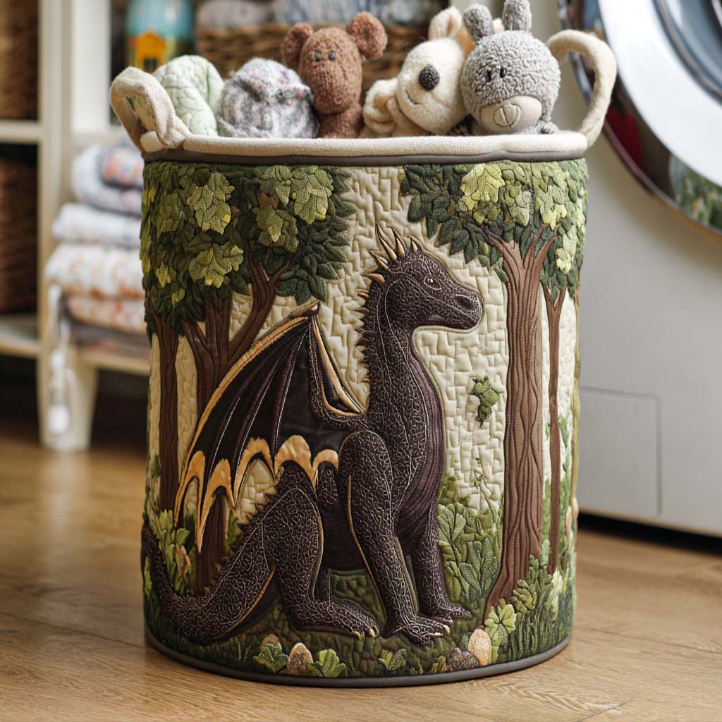 Quilted laundry basket with warm and intense pattern by Louise London