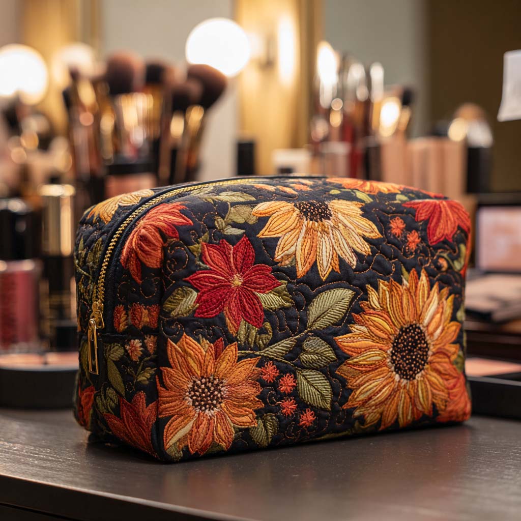 Bloom Beauty quilted makeup bag – Louise London
