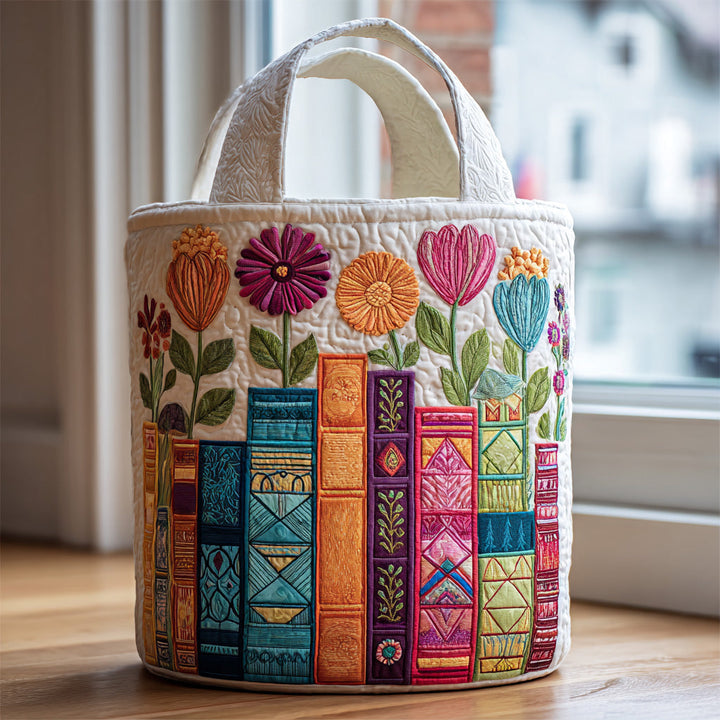 Quilted laundry basket with literary pattern NCU0QN016
