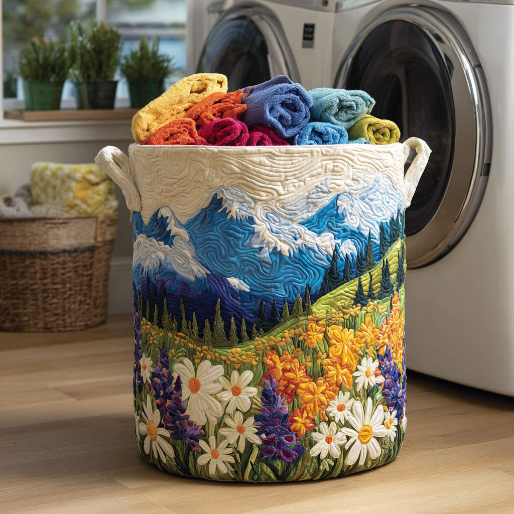 Quilted laundry basket with floral pattern by Louise London