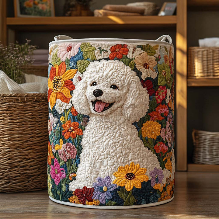 Quilted laundry basket with floral pattern by Louise London