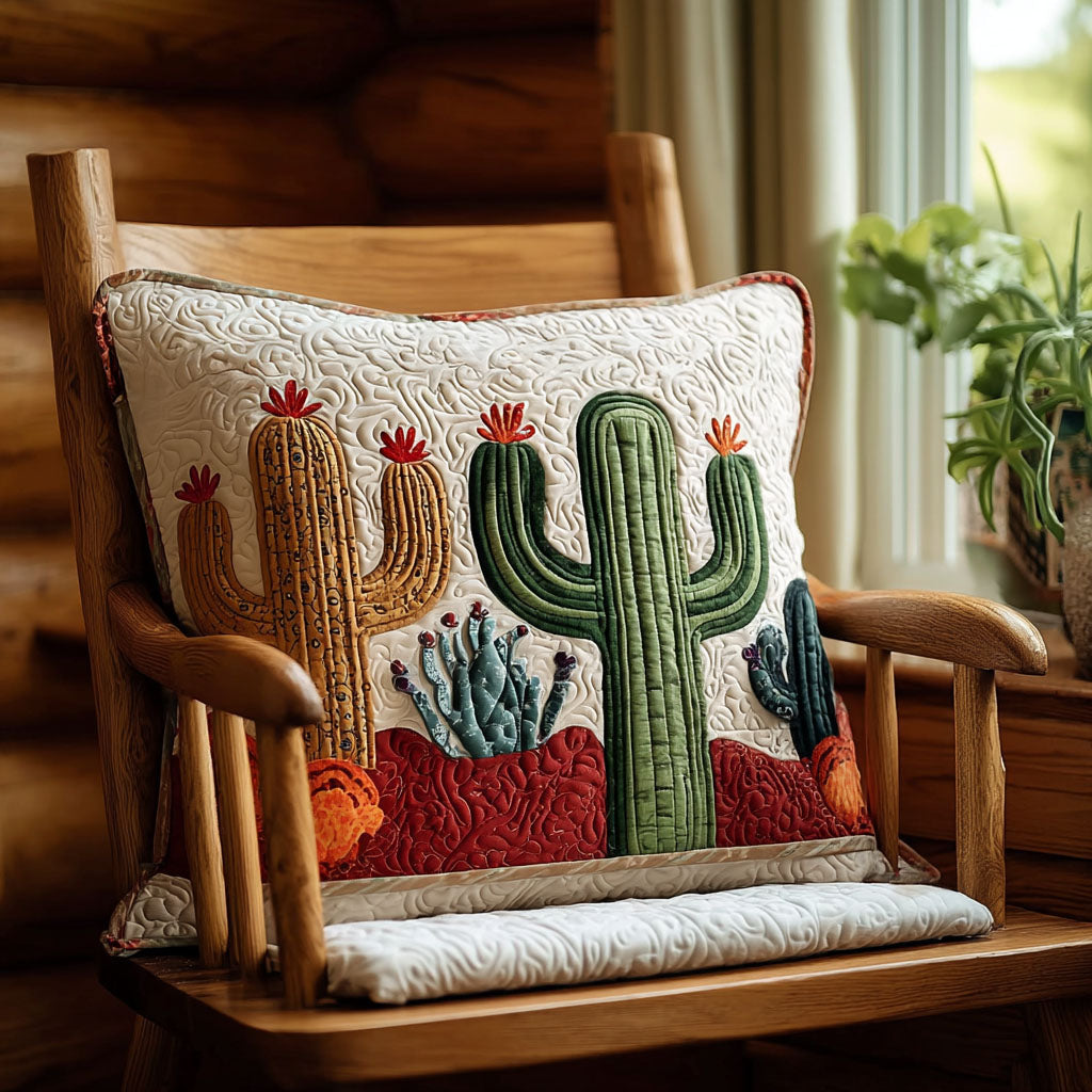 Quilted cushion cover with blooming desert path NCU0PT8767
