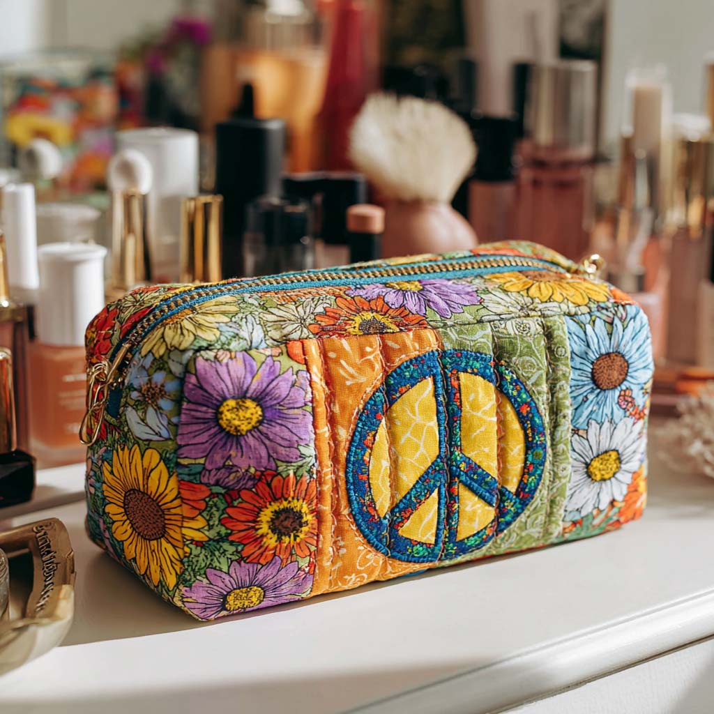 Blooming Peace quilted makeup bag – Louise London