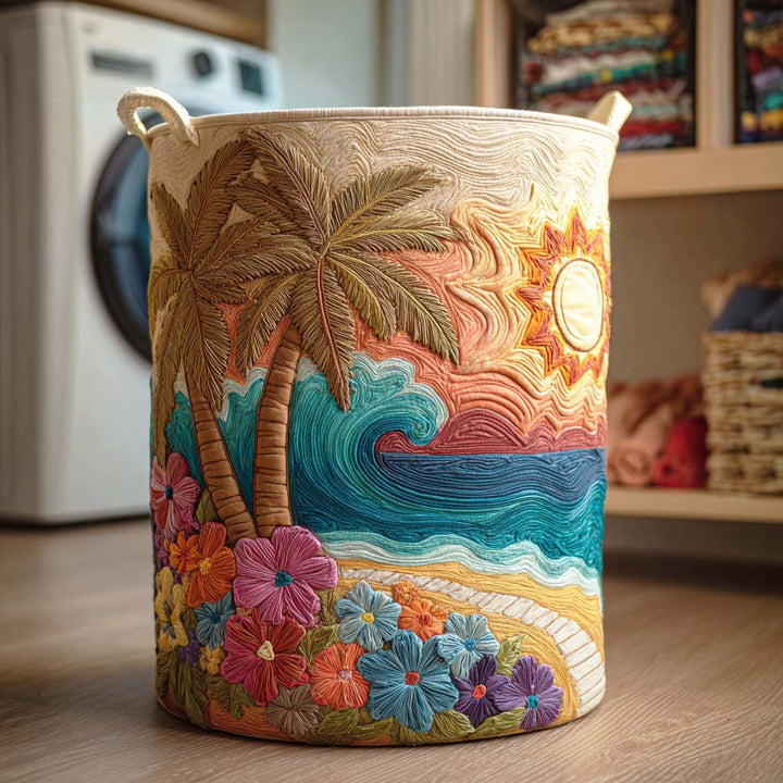Quilted laundry basket with marine pattern – product image 7
