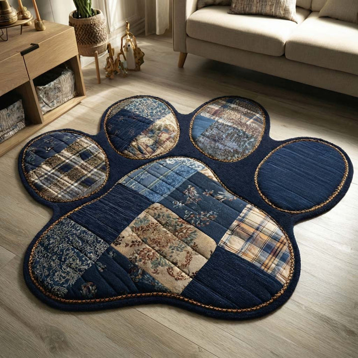 Custom Blue Paw-Shaped Area Rug NCU0HH1958