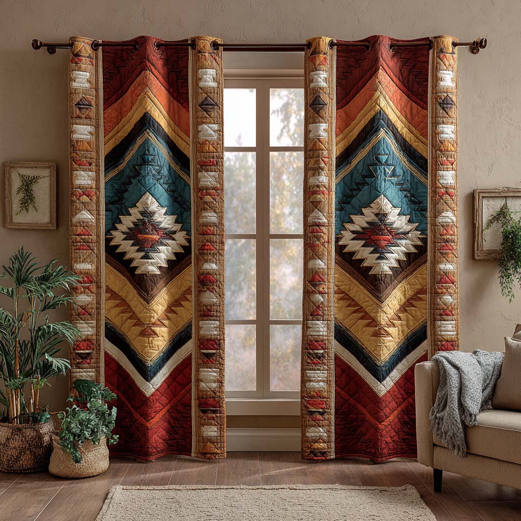 Tribal Quilted Curtains Blue Mesa – Louise London product image 1