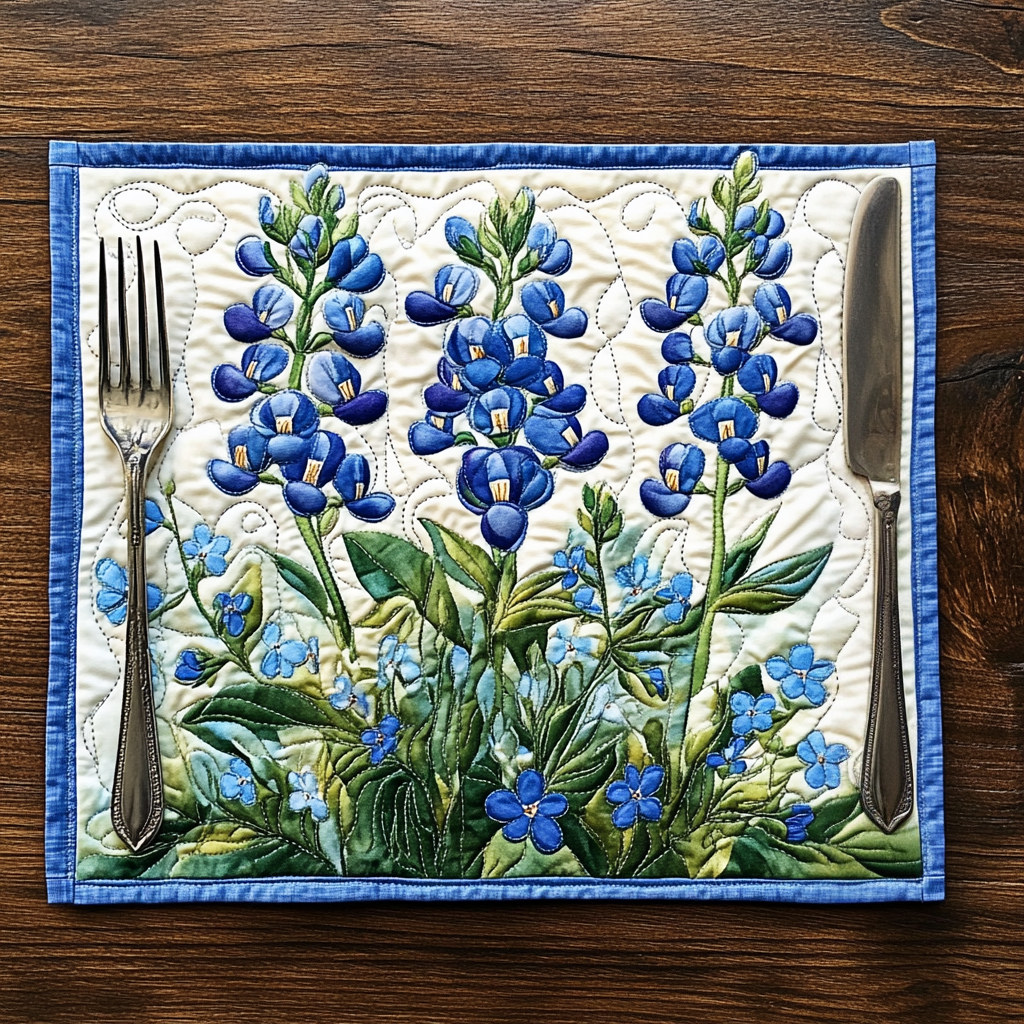 Quilted Bluebonnet Serenade Placemat by Louise London