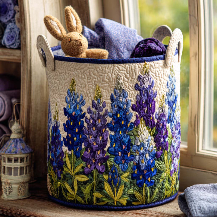 Quilted laundry basket with floral pattern by Louise London