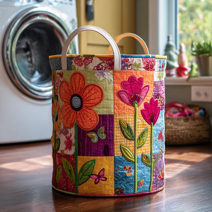 Quilted laundry basket in boho style by Louise London