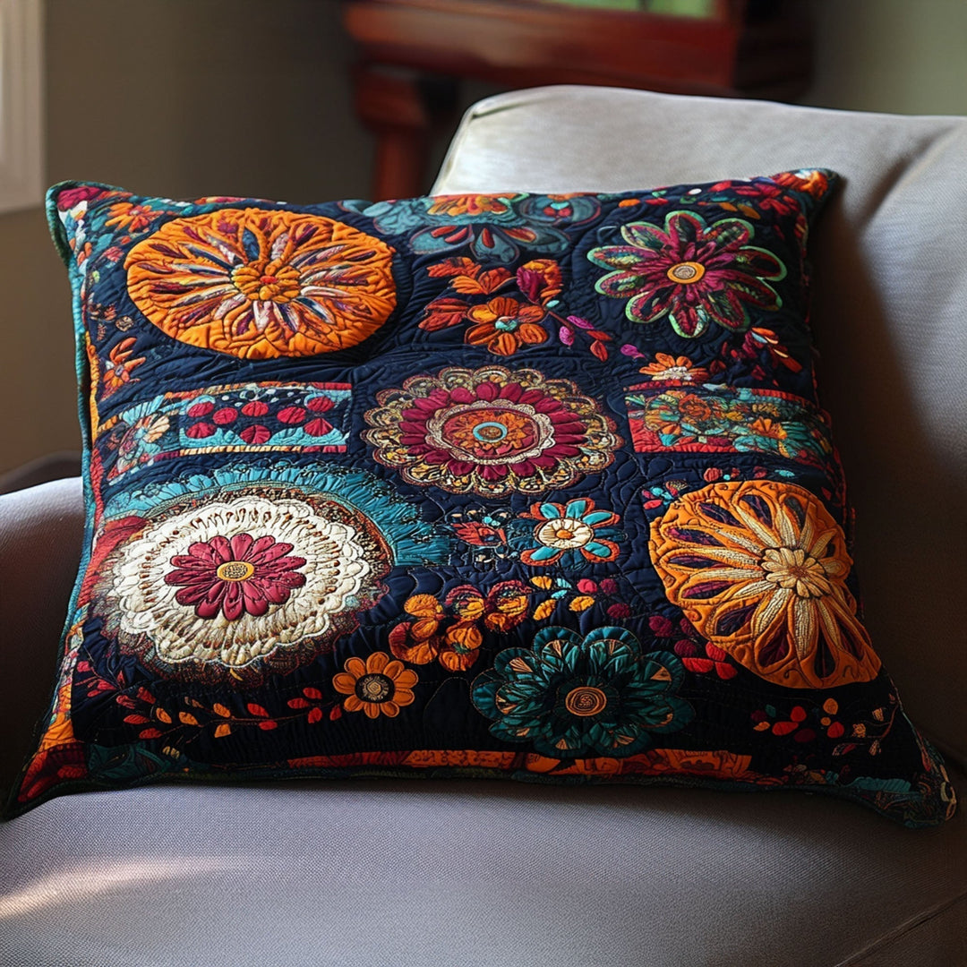 Quilted cushion cover with bohemian garden style NCU0PT7481
