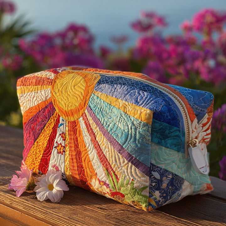Boho Rays quilted makeup bag – Louise London