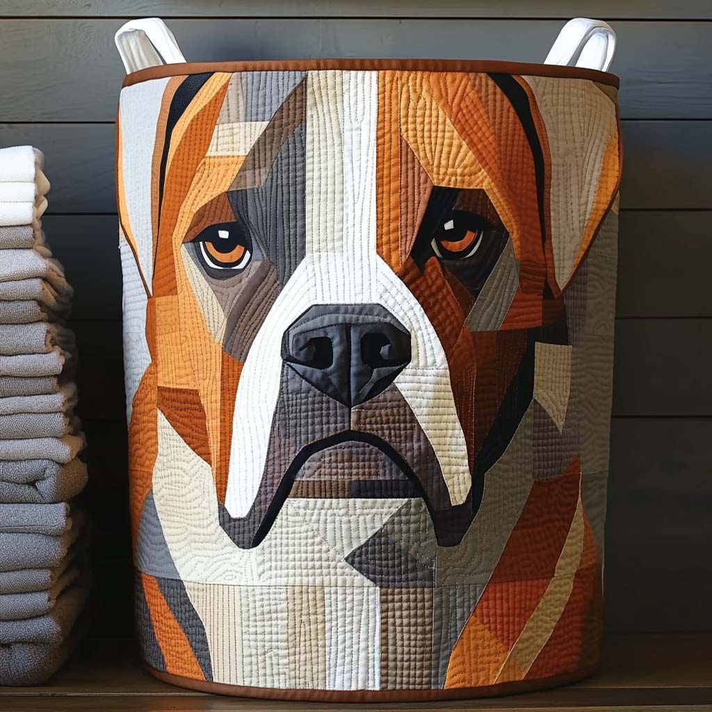Quilted Laundry Basket with Boxer by Louise London