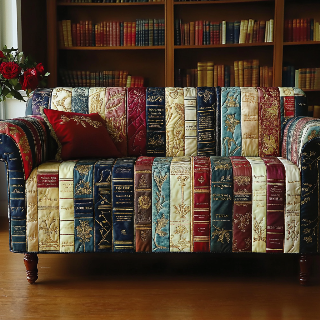 Quilted Sofa Cover with Decorative Pattern
