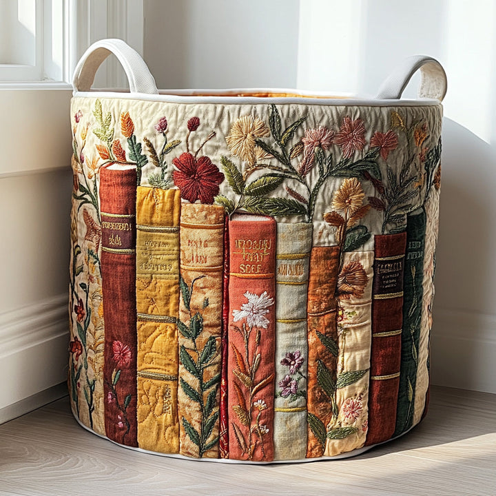 Quilted laundry basket with literary pattern NCU0QN016