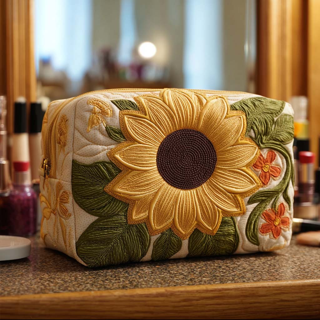 Bright Blossom quilted makeup bag – Louise London