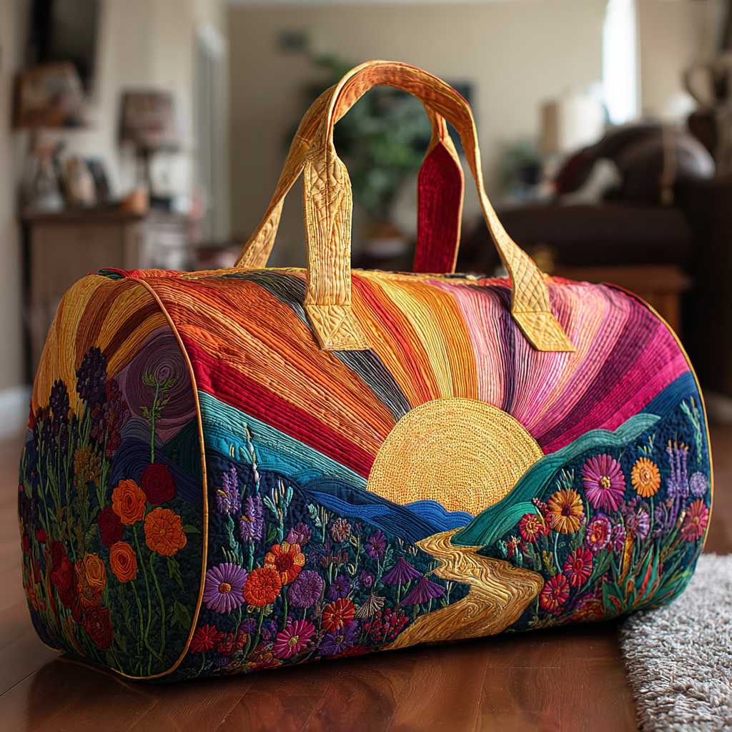 Quilted Travel Bag with Bright Dawn by Louise London