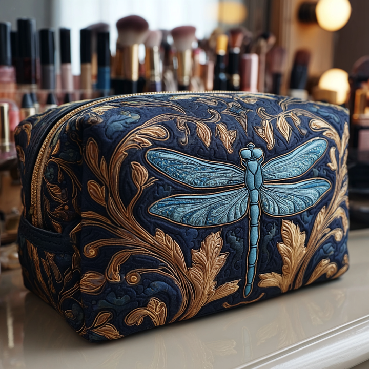 Bright Dragonfly quilted makeup bag – Louise London