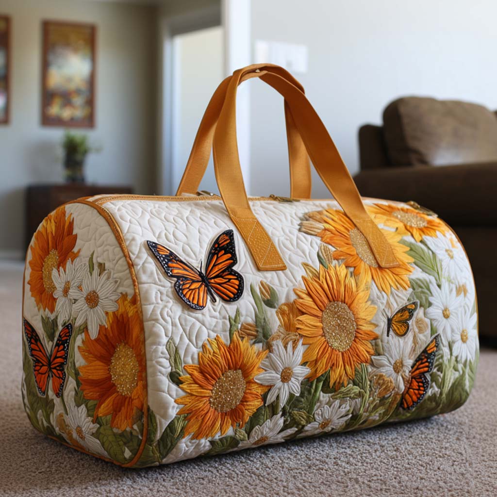 Quilted Travel Bag with Bright Fields by Louise London