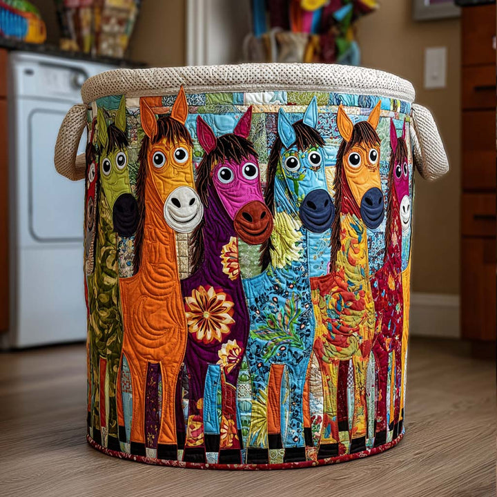 Quilted laundry basket with country herd by Louise London