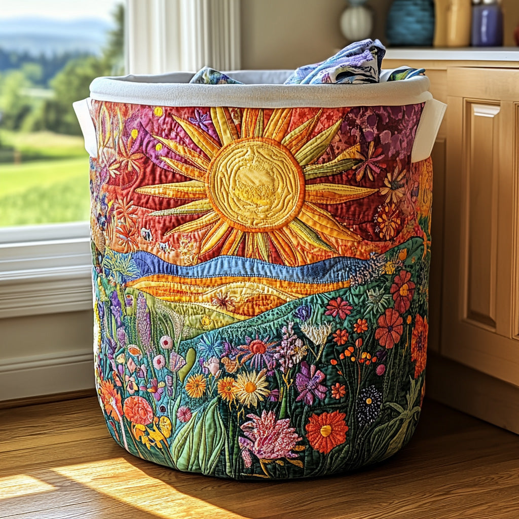 Quilted laundry basket with floral pattern NCU0QN025