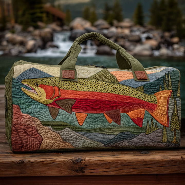 Quilted Crossbody Travel Bag with Brook Trout by Louise London
