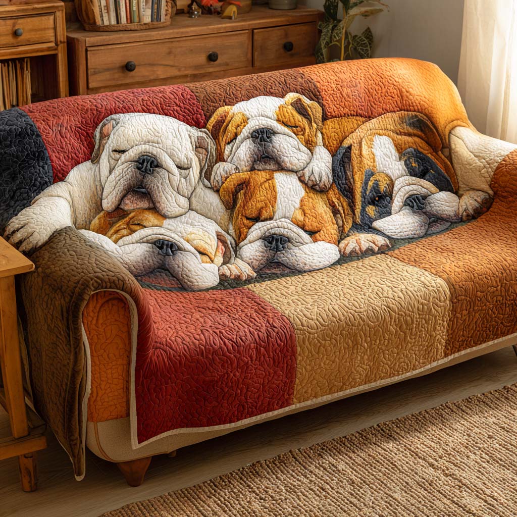 Quilted Sofa Cover with Bulldog – Louise London