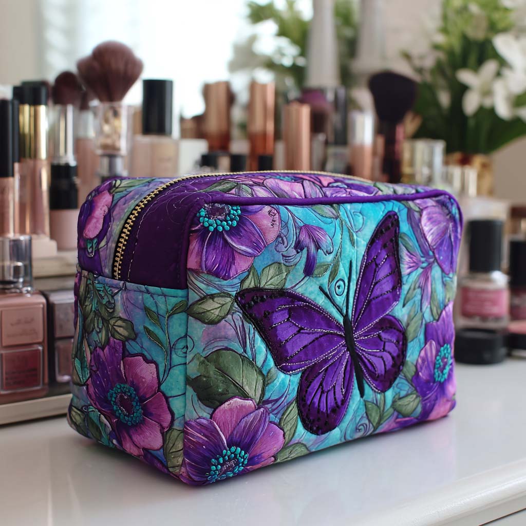Butterfly Bloom quilted makeup bag – Louise London