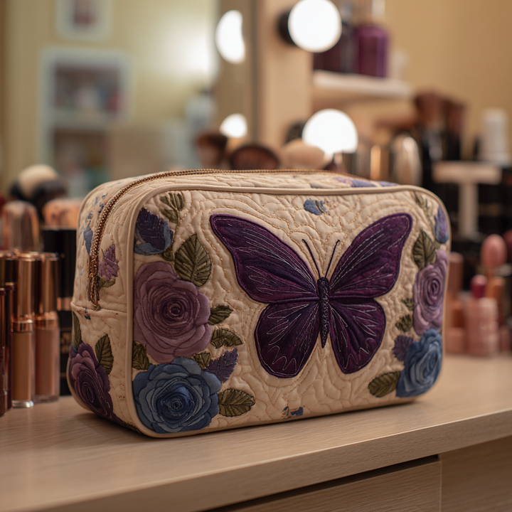 Butterfly Charm quilted makeup bag – Louise London