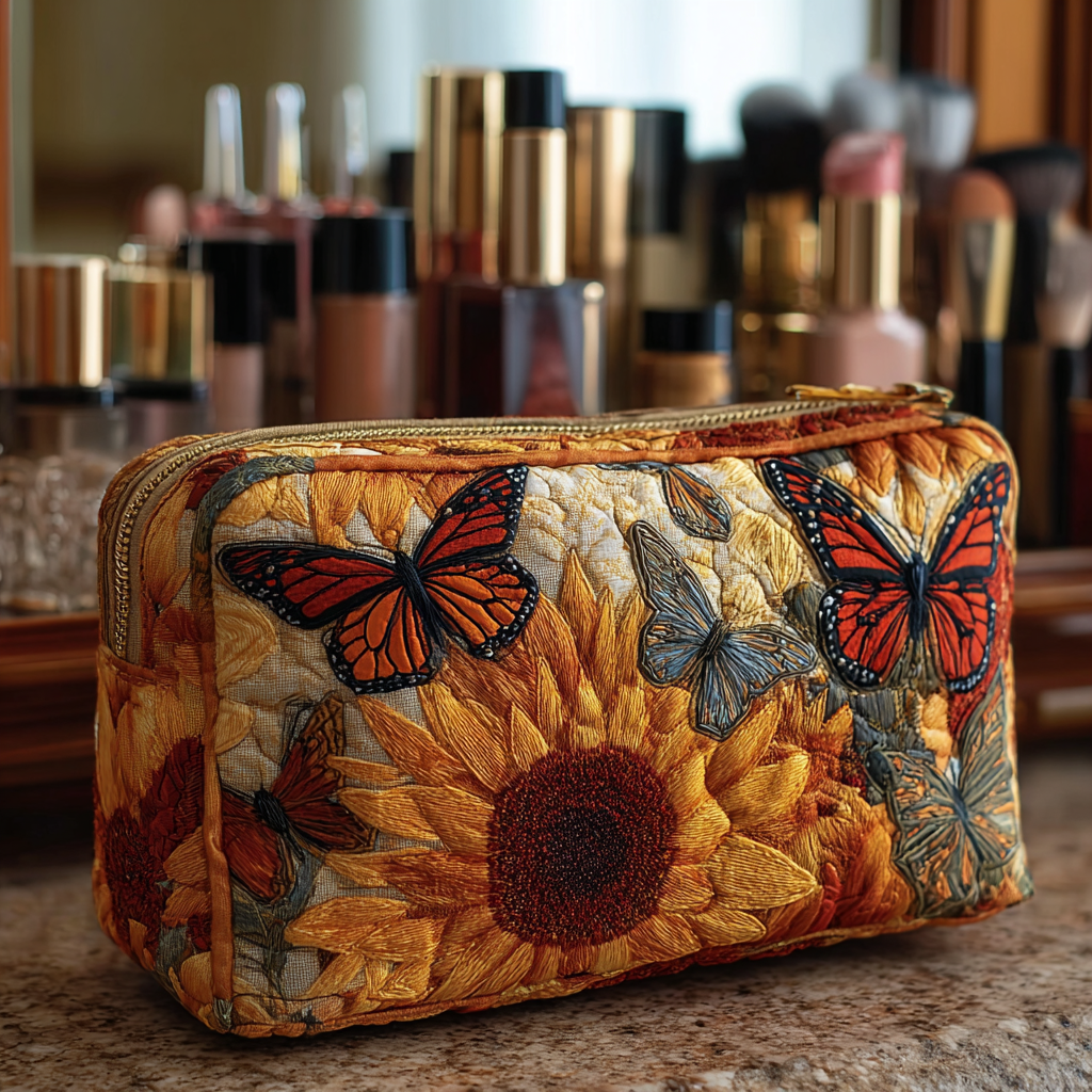 Butterfly Glow quilted makeup bag – Louise London