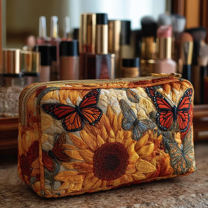 Butterfly Glow quilted makeup bag – Louise London