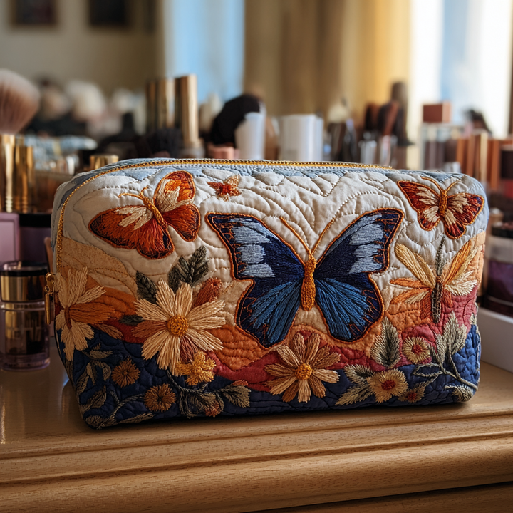 Butterfly Grace quilted makeup bag – Louise London
