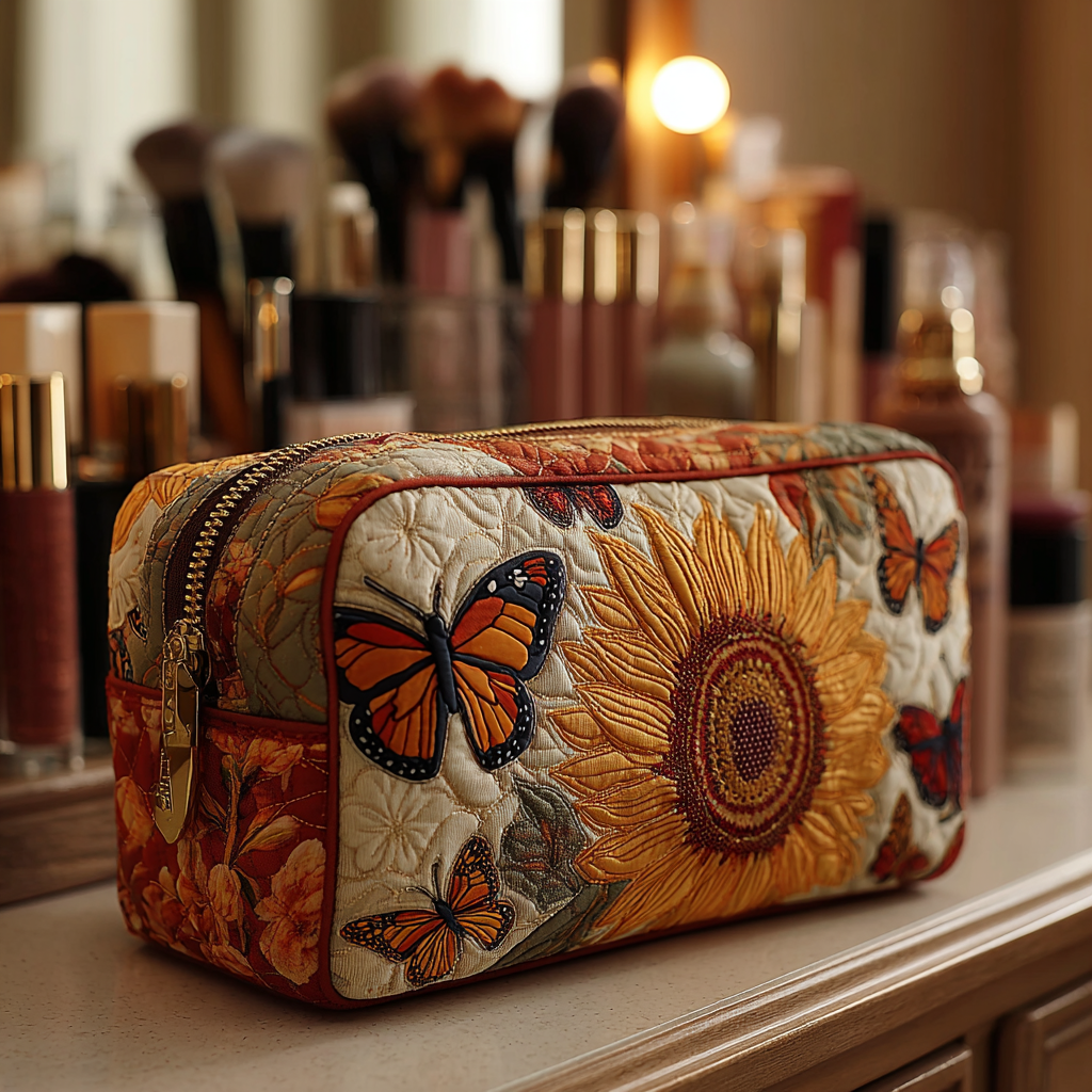 Butterfly Haven quilted makeup bag – Louise London