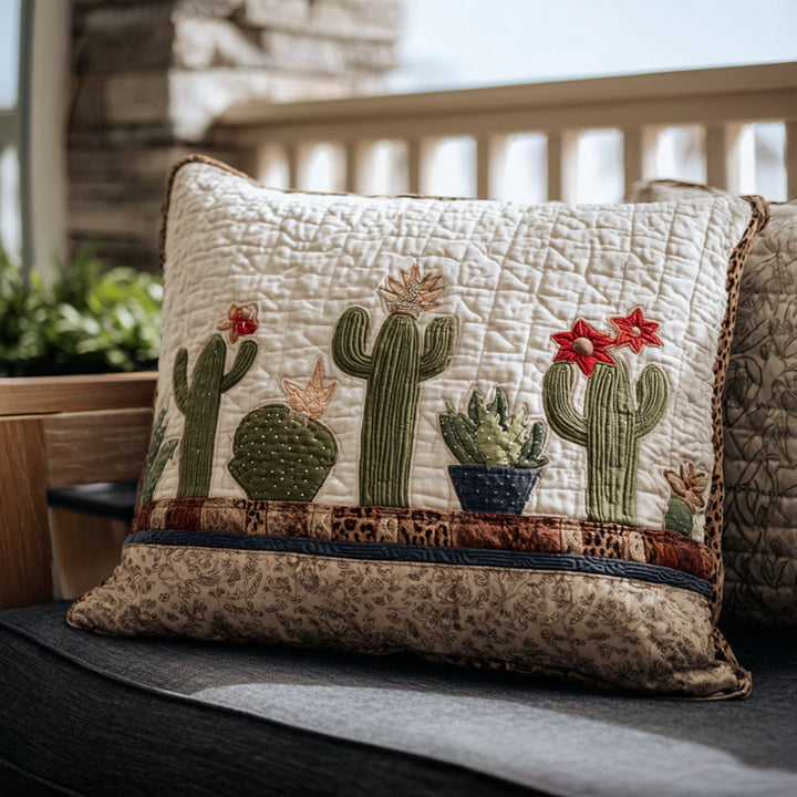 Quilted cushion cover with soft cactus NCU0PT8690