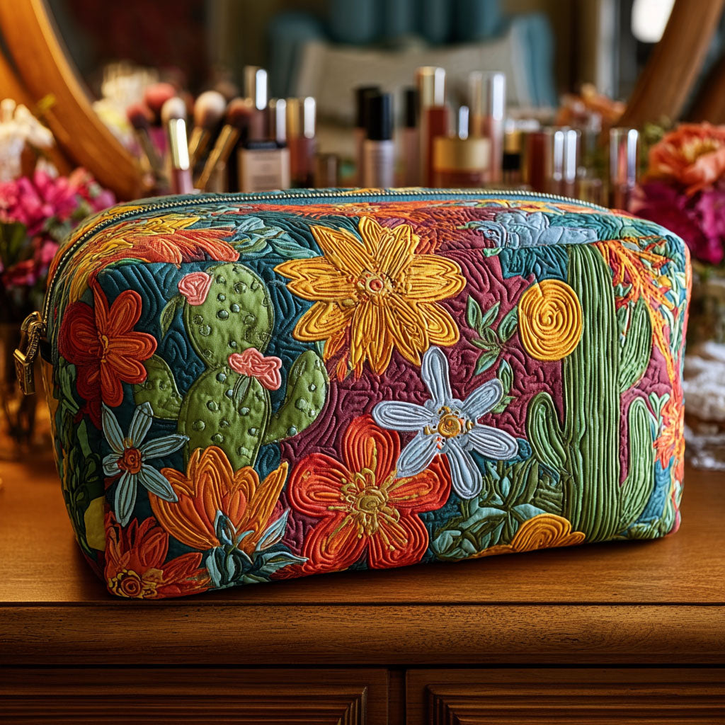 Cactus Carnival quilted makeup bag – Louise London