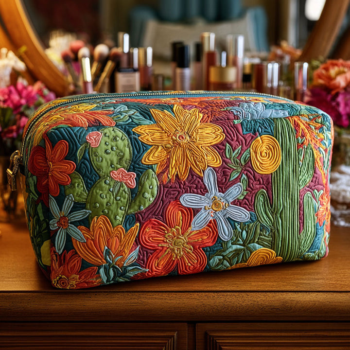 Cactus Carnival quilted makeup bag – Louise London