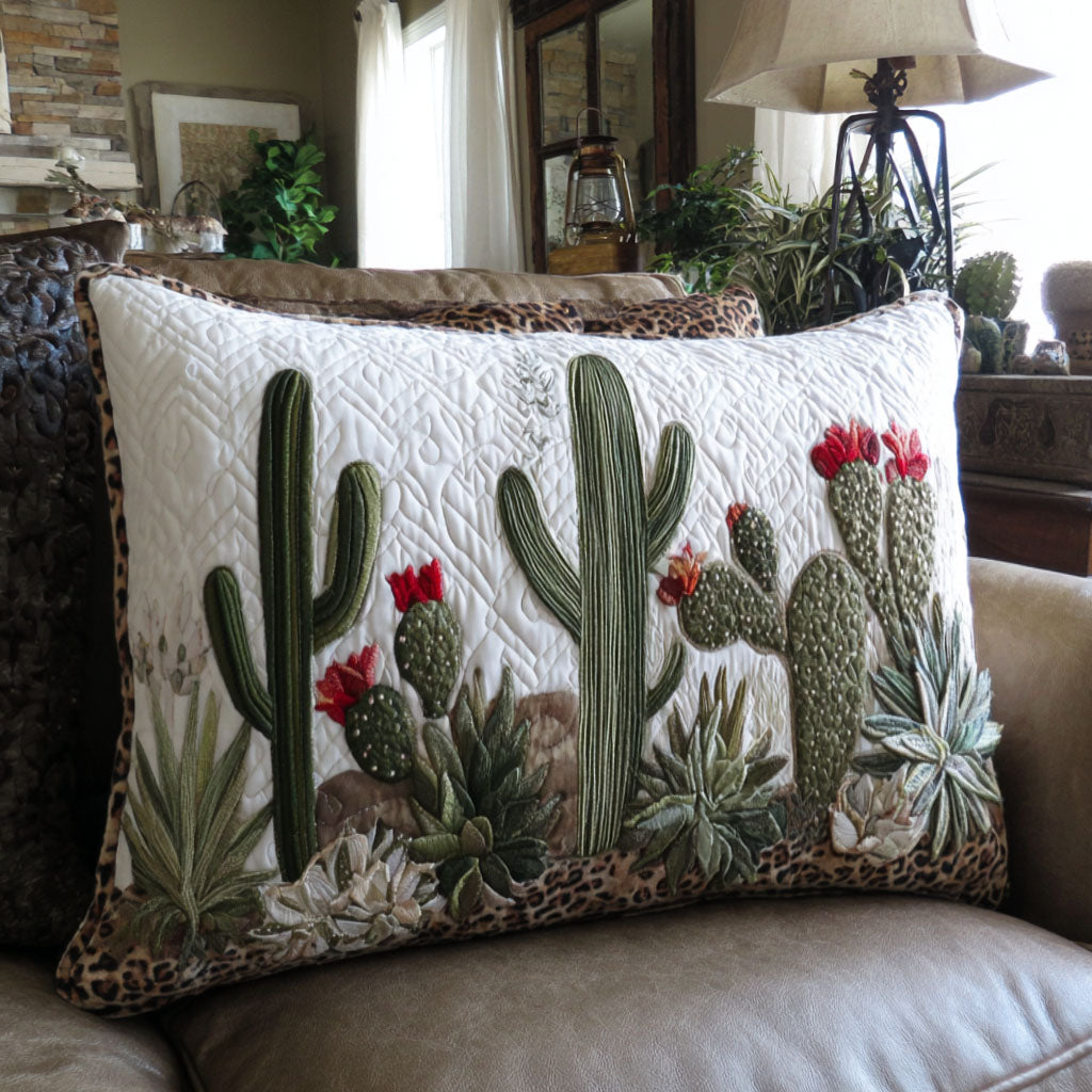 Quilted cushion cover with cactus NCU0PT8625