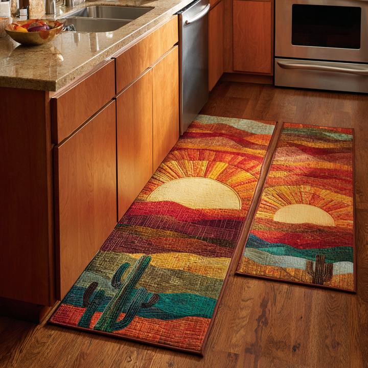 Non-slip kitchen rug with desert-style cactus by Louise London
