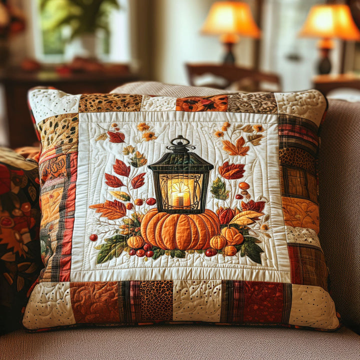 Quilted cushion cover with candles and autumn atmosphere NCU0PT8686