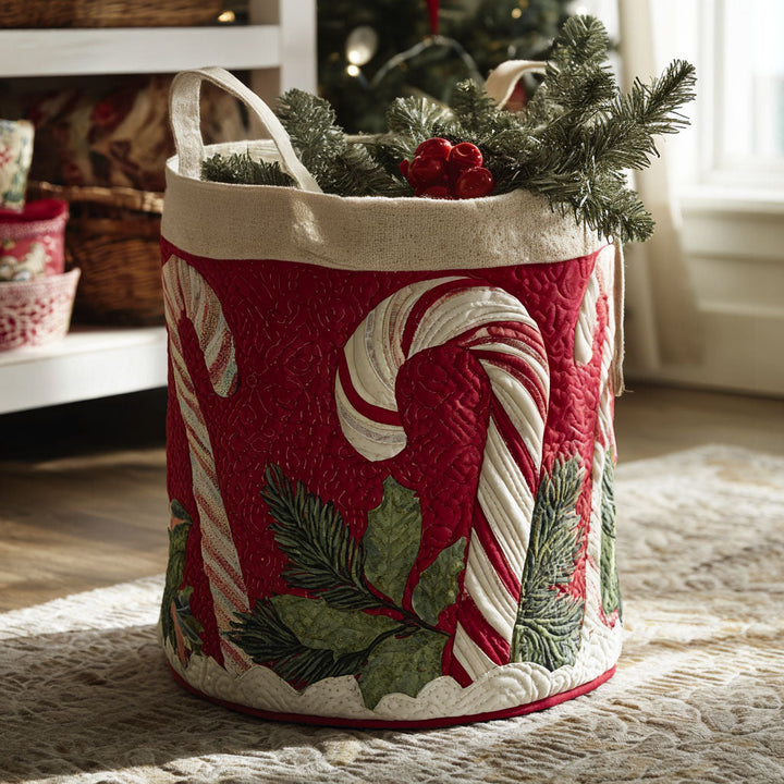 Quilted laundry basket with Christmas pattern – product image 5