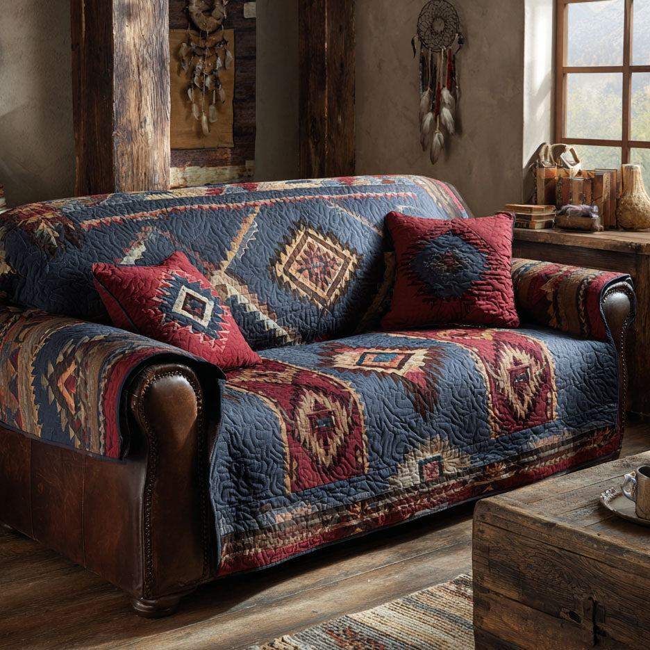 Quilted sofa cover with Night in the Canyon – Louise London