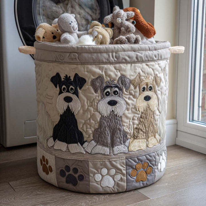 Quilted laundry basket with Schnauzer by Louise London